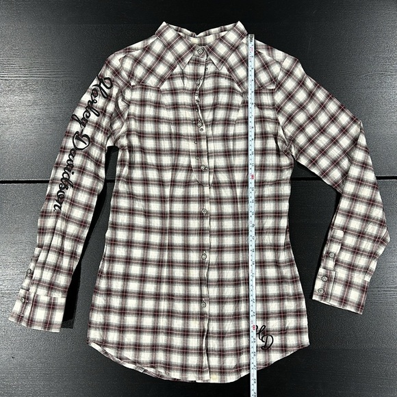 Harley-Davidson Embellished Wing with Raw Edge Applique Plaid Long Sleeve Shirt - Picture 7 of 12